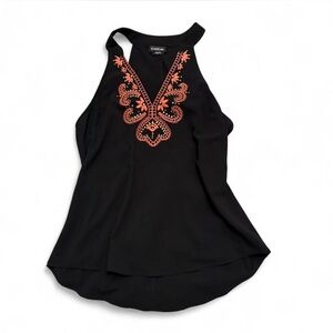 Rare bebe Black Halter Top with Orange Detailing